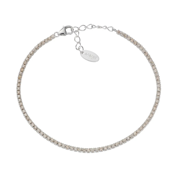 Bracciale Amen Tennis Donna In Argento 925 Silver Con Zirconi Champagne