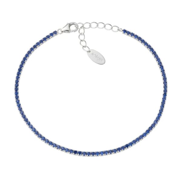 Bracciale Amen Tennis Unisex In Argento 925 Silver Con Zirconi Blu