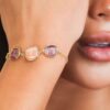 Bracciale Donna Boccadamo In Bronzo Placcato Oro Giallo Con Cristalli Miele E Ametista 1 Verre Gioielli - l'istituzione del gioiello