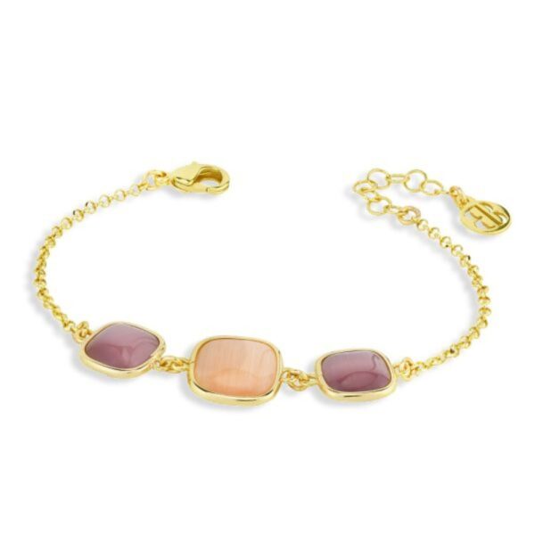 Bracciale Donna Boccadamo In Bronzo Placcato Oro Giallo Con Cristalli Miele E Ametista