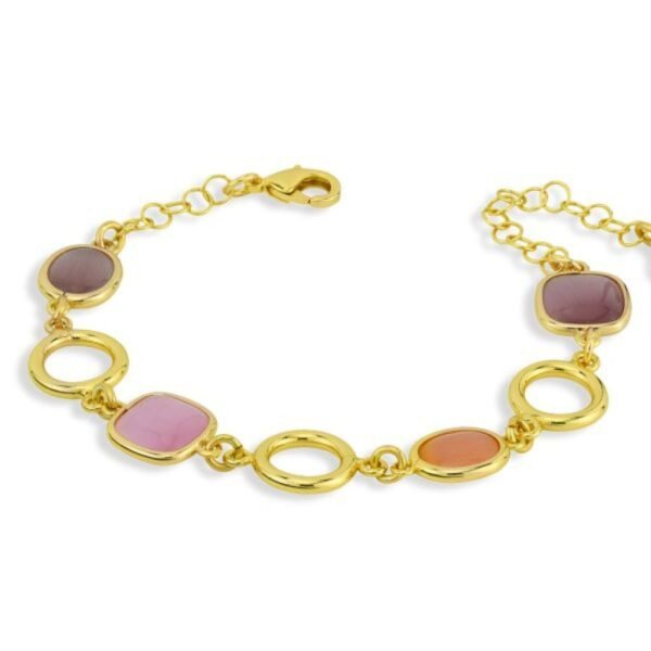 Bracciale Donna Boccadamo In Bronzo Placcato Oro Giallo Con Cristalli Rosa E Ametista