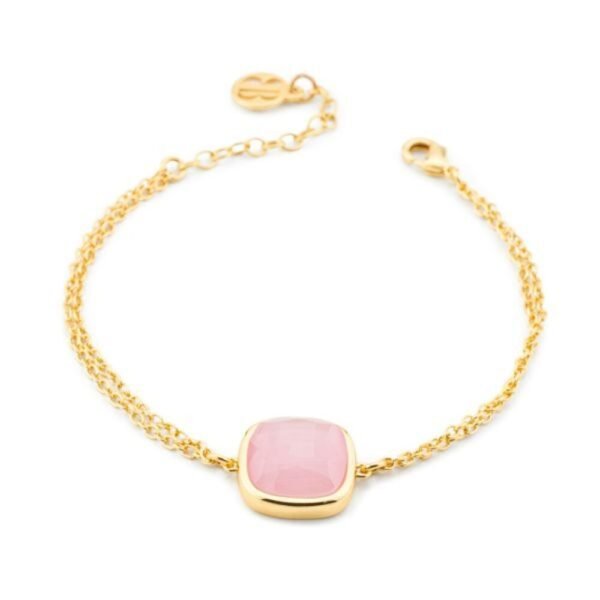 Bracciale Donna Boccadamo In Bronzo Placcato Oro Giallo Con Cristallo Rosa Centrale 3 - Verre Gioielli Bracciale Donna Boccadamo In Bronzo Placcato Oro Giallo Con Cristallo Rosa Centrale