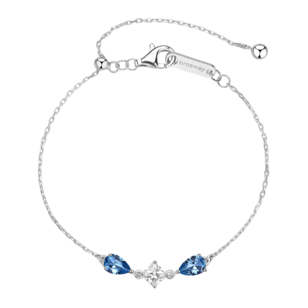 Bracciale Donna Brosway In Argento 925 Con Cubic Zirconia Blu A Goccia E Bianco Quadrato Fancy