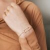 Bracciale Donna Rosato In Argento 925 Placcato Oro Giallo E Zirconi Bianchi 1 Verre Gioielli - l'istituzione del gioiello