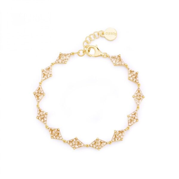 Bracciale Donna Rosato In Argento 925 Placcato Oro Giallo E Zirconi Champagne