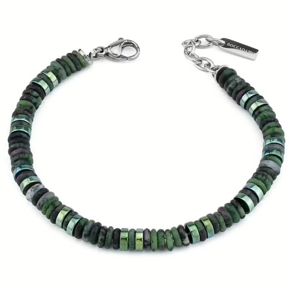 Bracciale Uomo Boccadamo Man In Acciaio Con Zoisite E Ematite Verde