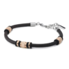Bracciale Uomo Boccadamo Man In Cuoio E Inserti Placcati Oro Rosa