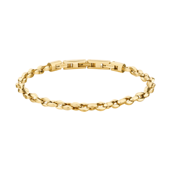 Bracciale Uomo Brosway In Acciaio Dorato E Pvd Oro Giallo 14 Kt A Maglia Caffè Riptide