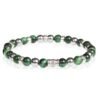 Bracciale Uomo Gerba Elastico In Argento 925 Con Occhio Di Tigre Verde E Ematite