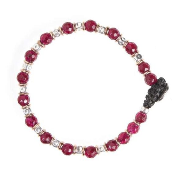 Bracciale Uomo Gerba In Argento 925 E Agata Rossa Sfaccettata