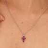 Charm Brosway In Argento 925 A Croce Con Cubic Zirconia Rossi Fancy 1 Verre Gioielli - l'istituzione del gioiello