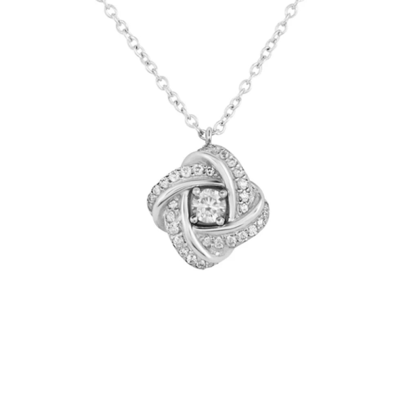 Collana Stroili Donna In Argento 925 Con Pendente Intrecciato E Cubic Zirconia Bianchi