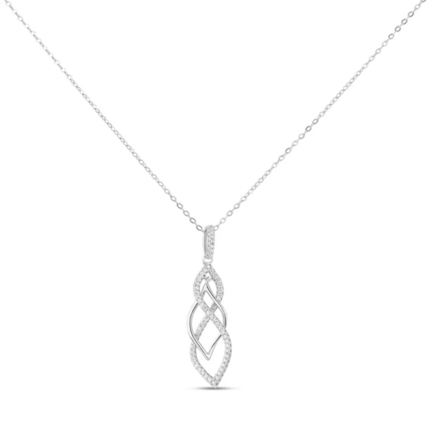 Collana Stroili Donna In Argento 925 Con Pendente Intrecciato E Cubic Zirconia Bianchi