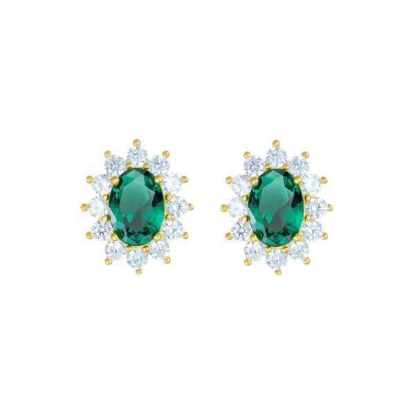 Orecchini Donna Amen In Argento 925 Dorato Con Zircone Verde E Bianchi