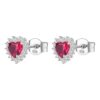 Orecchini Donna Brosway A Cuore In Argento 925 Con Cubic Zirconia Rossi E Bianchi Fancy