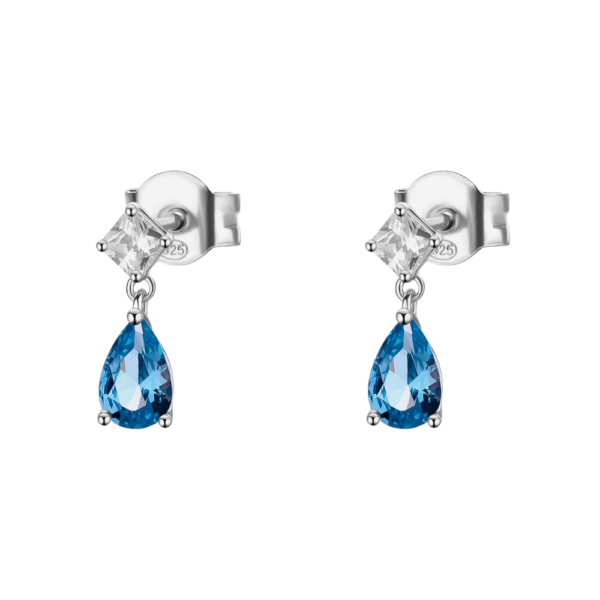 Orecchini Donna Brosway In Argento 925 Con Cubic Zirconia Blu A Goccia E Bianco Quadrato Fancy