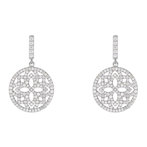 Orecchini Stroili Donna In Argento 925 Pendenti A Fiore E Cubic Zirconia Bianchi