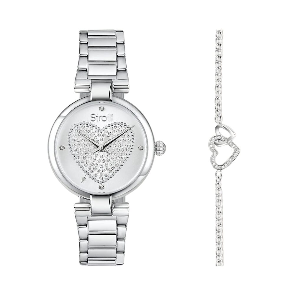 Orologio Donna Stroili In Acciaio Silver E Bracciale Con Cuori E Cristalli