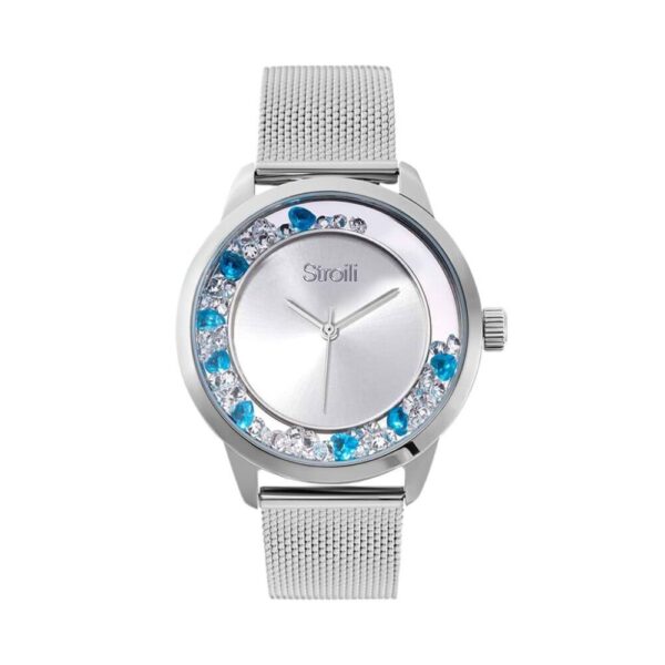 Orologio Donna Stroili London In Acciaio Silver E Cristalli Bianchi E Blu