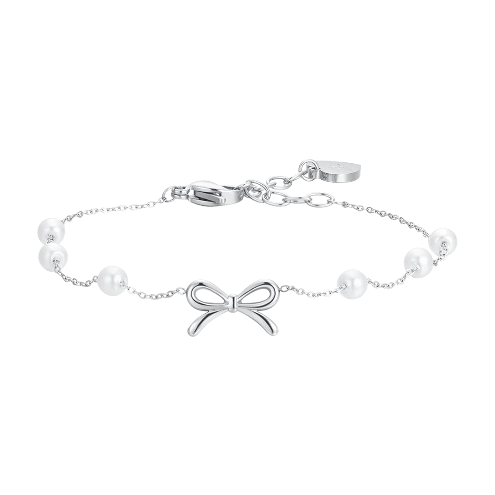 Collana Croce Perle In Acciaio Inossidabile Con Ciondoli In Acciaio E Con Ciondoli In Acciaio Chiusura In Argento