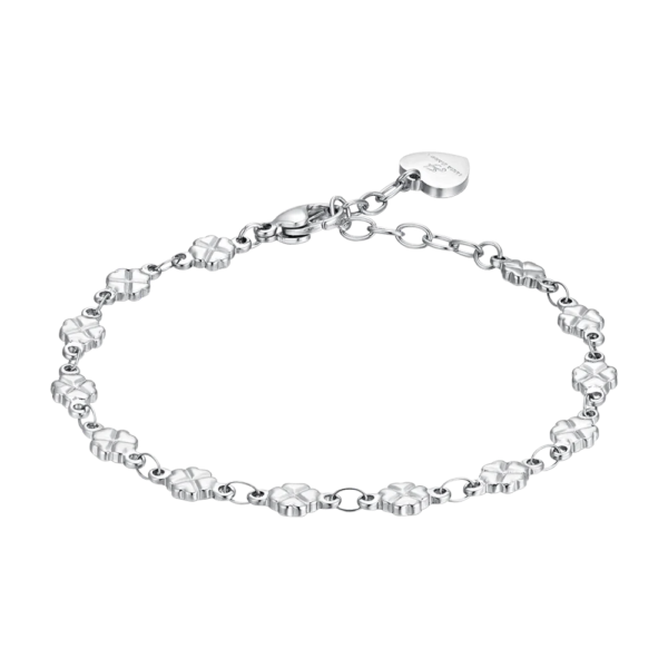 Bracciale Donna Luca Barra In Acciaio E Quadrifogli