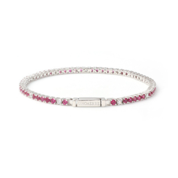 Bracciale Tennis Donna Unoaerre In Argento 925 E Cubic Zirconia Bianchi E Fucsia