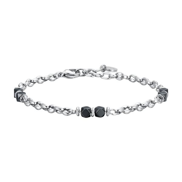 Bracciale Uomo Luca Barra In Acciaio Con Ematite Grigia