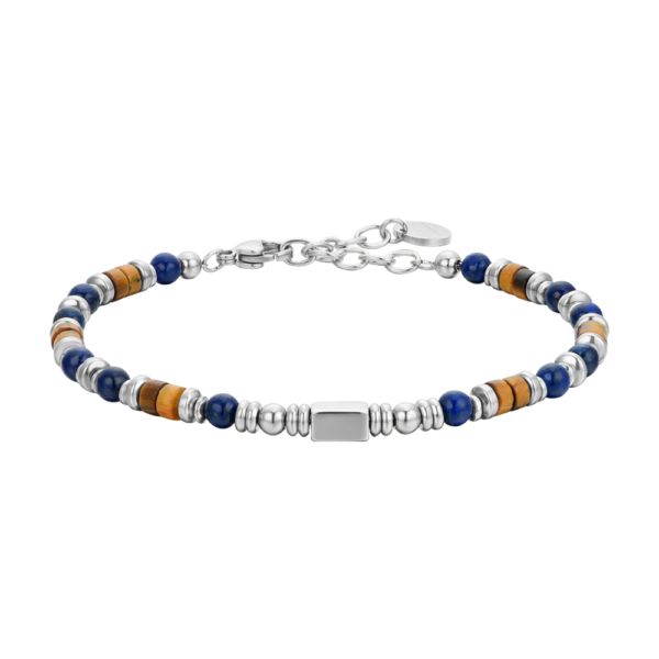 Bracciale Uomo Luca Barra In Acciaio Con Lapis E Occhio Di Tigre