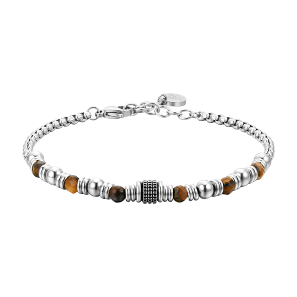 Bracciale Uomo Luca Barra In Acciaio E Occhio Di Tigre