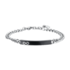 Bracciale Uomo Luca Barra In Acciaio Silver Intrecciato Con Piastra Nera E Infinito