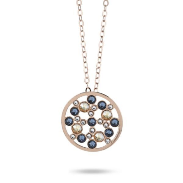 Collana Donna Boccadamo In Bronzo Con Pendente Circolare E Cristalli Multicolor