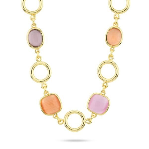 Collana Donna Boccadamo In Bronzo Placcato Oro Giallo Con Cristalli Arancioni E Rosa 3 - Verre Gioielli Collana Donna Boccadamo In Bronzo Placcato Oro Giallo Con Cristalli Arancioni E Rosa