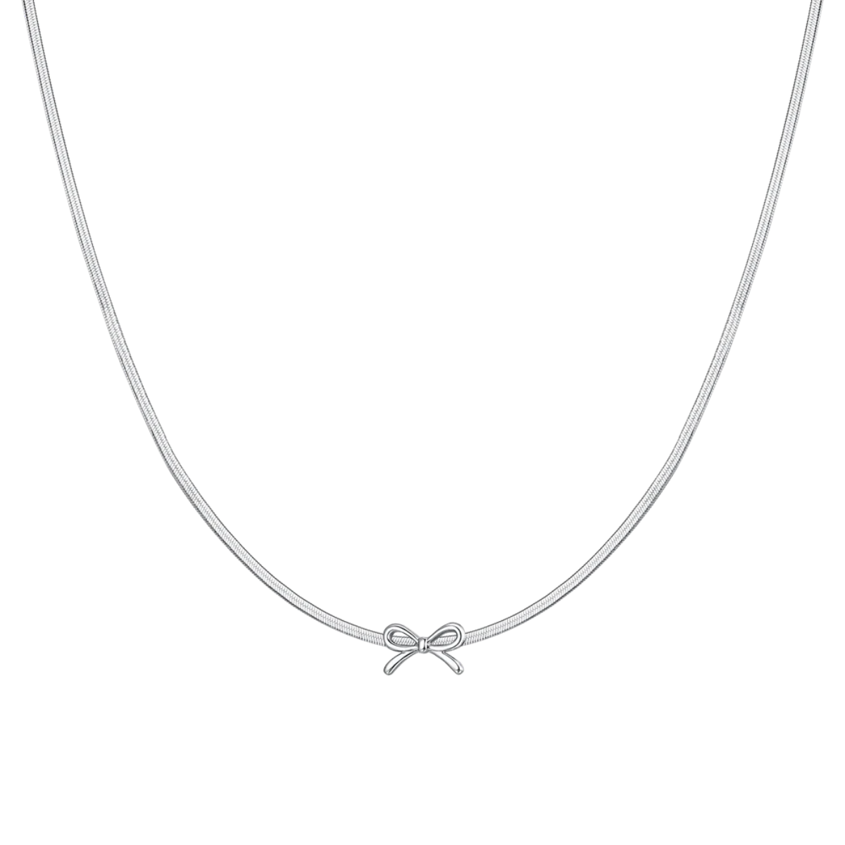 Collana Con Fiocco In Strass Trasparente Argento 18,1 G/42 Cm
