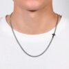 Collana Uomo Luca Barra In Acciaio Con Croce Nera E Zircone Bianco 1 Verre Gioielli - l'istituzione del gioiello