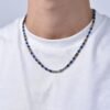 Collana Uomo Luca Barra In Acciaio Con Occhio Di Tigre E Lapis Blu 2 Verre Gioielli - l'istituzione del gioiello