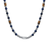 Collana Uomo Luca Barra In Acciaio Con Occhio Di Tigre E Lapis Blu 2 - Verre Gioielli Collana Uomo Luca Barra In Acciaio Con Occhio Di Tigre E Lapis Blu
