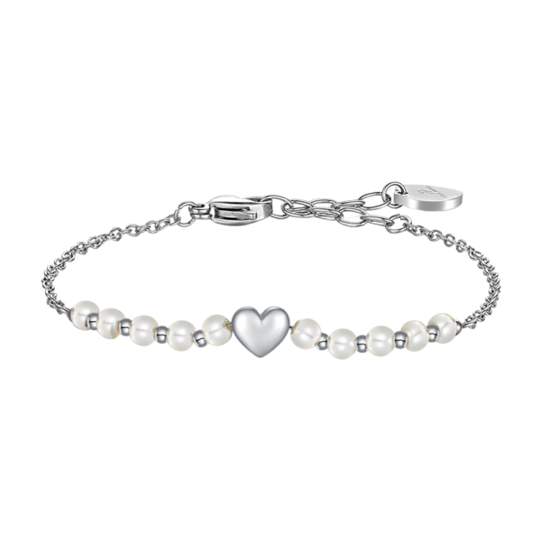 Bracciale Donna Luca Barra Con Perle Sintetiche E Cuore