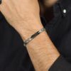 Bracciale Uomo Luca Barra In Acciaio E Ip Nero Con Piastra 3 Verre Gioielli - l'istituzione del gioiello