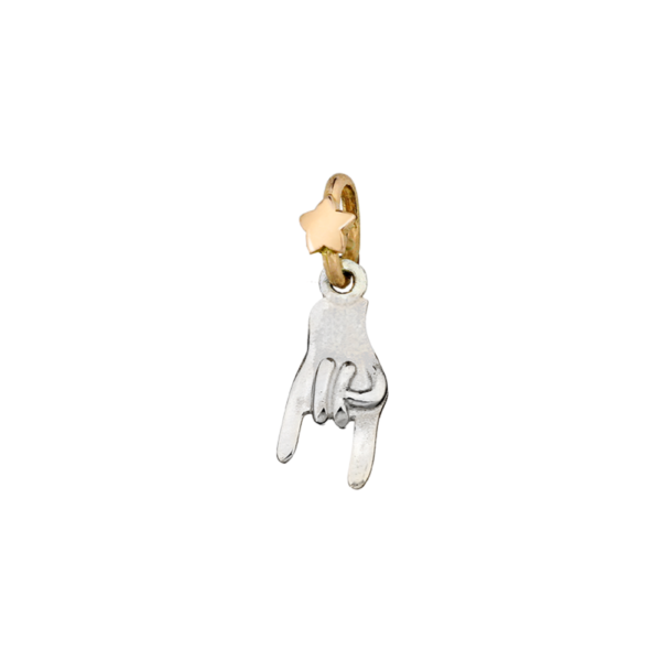 Charm Dodo Mariani Le Corna In Argento 925 E Contromaglia in Oro Giallo 9 Kt