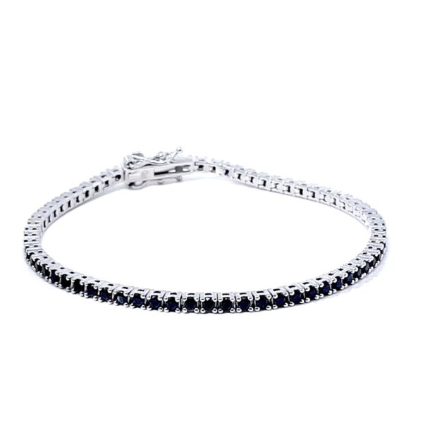 Bracciale Tennis Unisex In Argento 925 Con Pietre Nere