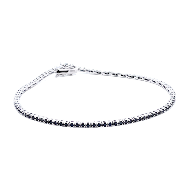 Bracciale Tennis Unisex In Argento 925 Con Pietre Nere