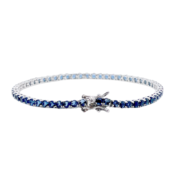 Bracciale Tennis Uomo In Argento 925 Con Pietre Blu