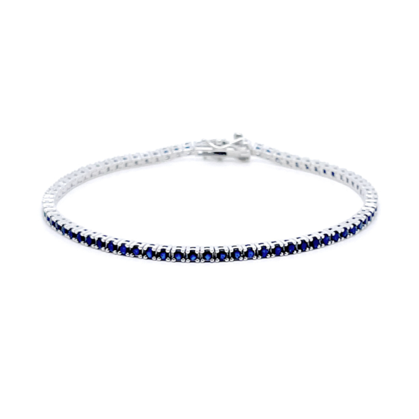 Bracciale Tennis Uomo In Argento 925 Con Pietre Blu