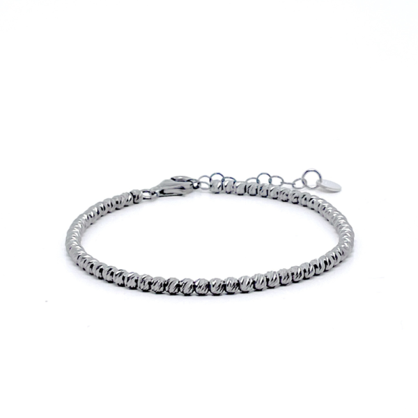 Bracciale Unisex A Sfere Sfaccettate In Argento 925 Brunito