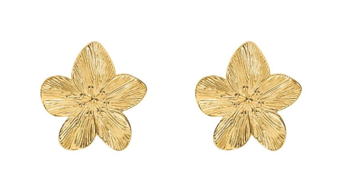 MyGold Orecchini A Spina In Oro Giallo 333: Fiore Edelweiss In Acciaio Bianco, Anallergici, 8x7 Mm, Regalo In Astuccio