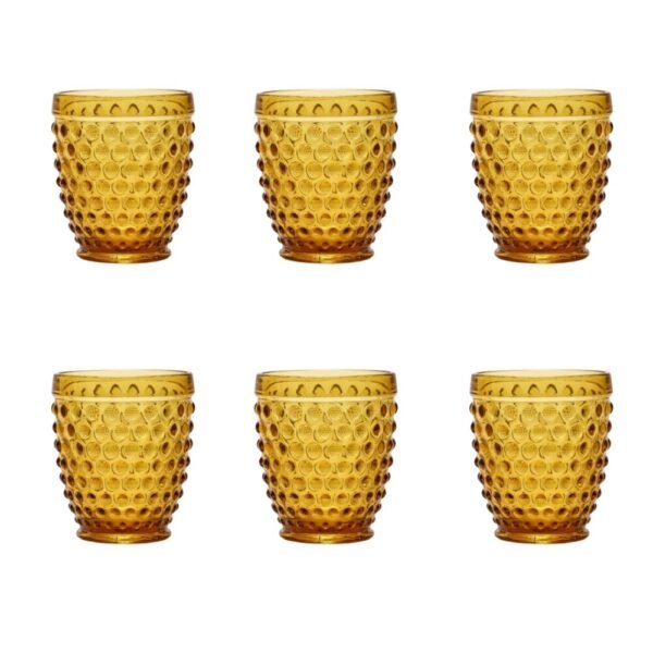 Set 6 Bicchieri Acqua In Vetro Giallo Ambra Soffiato Ibiza 3 - Verre Gioielli Set 6 Bicchieri Acqua In Vetro Giallo Ambra Soffiato Ibiza