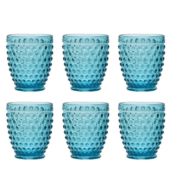 Set 6 Bicchieri Acqua In Vetro Turchese Soffiato Ibiza