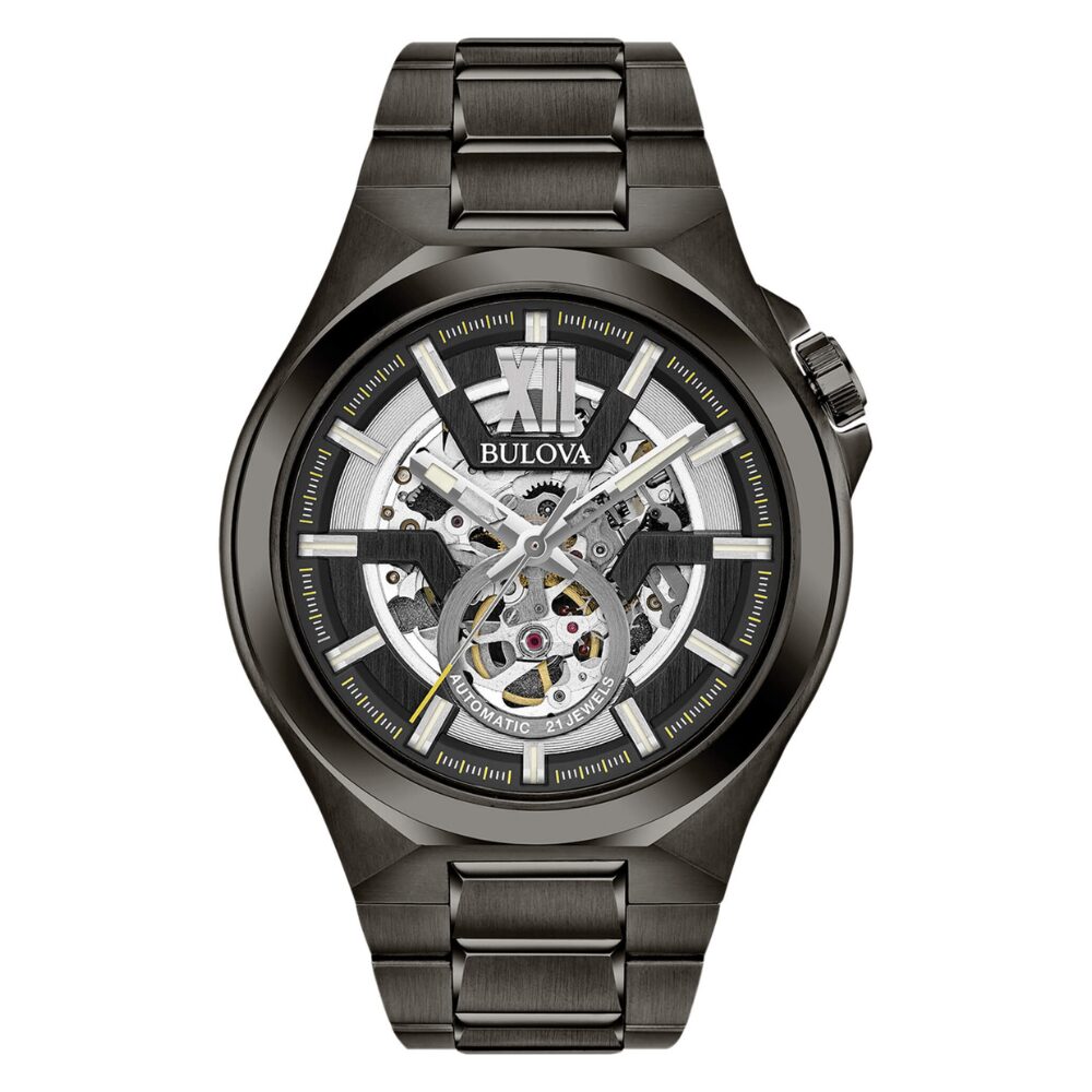 Orologio Uomo Bulova Automatico Maquina In Acciaio Nero