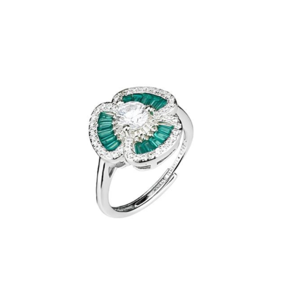 Anello Donna Fantasia In Argento 925 Con Cubic Zirconia E Zirconi Smeraldo