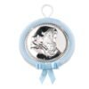 Capoculla Celeste Carillon Rotondo Bambino Valenti In Tessuto Celeste E Argento 2 - Verre Gioielli Capoculla Celeste Carillon Rotondo Bambino Valenti In Tessuto Celeste E Argento